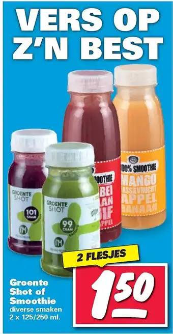 Nettorama Groente shot of smoothie aanbieding