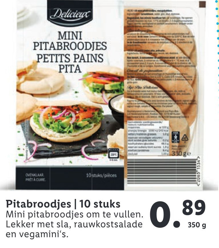 Pitabroodjes 350g aanbieding bij Lidl