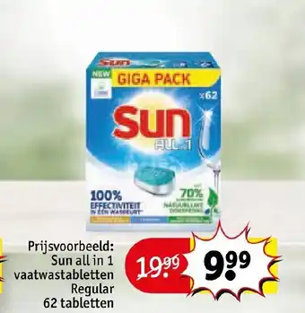 Kruidvat Sun all in 1 vaatwastabletten Regular 62 tabletten aanbieding