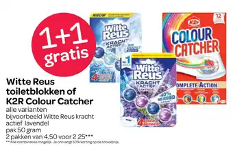 Spar Witte Reus toiletblokken of K2R Colour Catcher 50 gram aanbieding