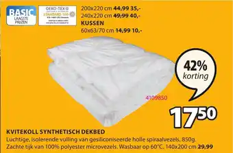 Jysk Kvitekoll Synthetisch Dekbed 140x200 cm aanbieding