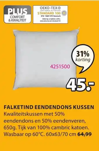 Jysk Falketind Eendendons Kussen 60x63/70 cm aanbieding