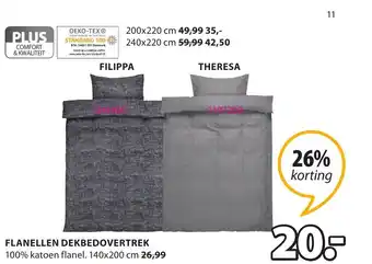 Jysk Flanellen Dekbedovertrek 140x200 cm aanbieding