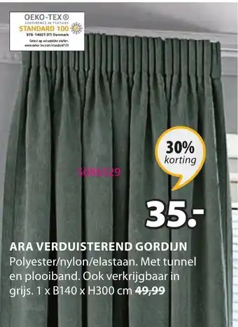 Jysk Ara Verduisterend Gordijn 1xB140xH300 cm aanbieding