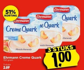 Vomar Voordeelmarkt Ehrmann creme quark aanbieding