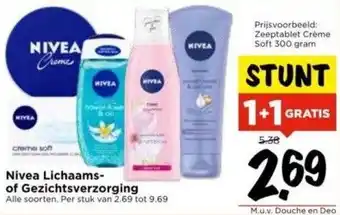 Vomar Voordeelmarkt Nivea lichaamsof gezichtsverzorging aanbieding