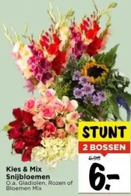 Vomar Voordeelmarkt Kies & mix snijbloemen o.a. gladiolen, rozen of bloemen mix aanbieding