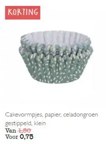 Dille & Kamille Cakevormpjes, papier, celadongroen gestippeld, klein aanbieding