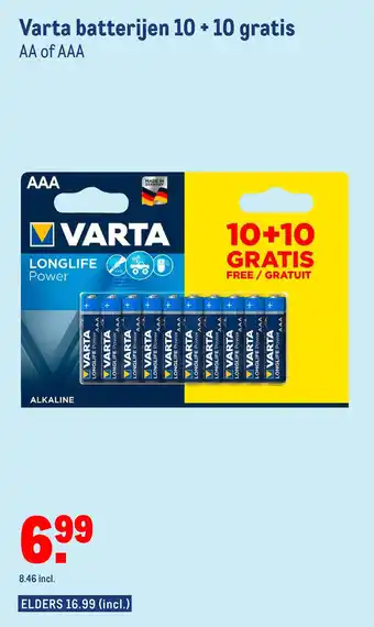 Makro Varta batterijen 10 + 10 gratis aanbieding