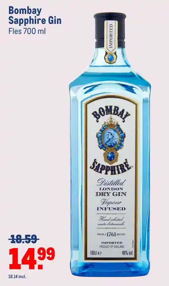 Makro Bombay sapphire gin aanbieding