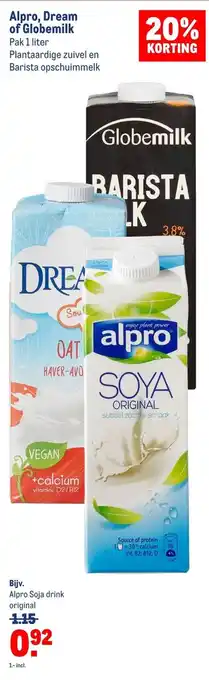 Makro Alpro, dream of globemilk aanbieding