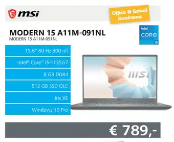 Informatique MSI Modern 15 A11M-091NL  I Modern 15 A11M-091NL aanbieding