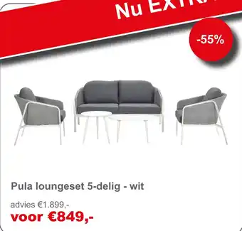 Tuinmeubelland Pula loungeset 5-delig - wit aanbieding