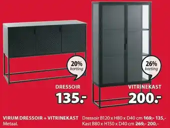 Jysk Virum dressoir + vitrinekast aanbieding