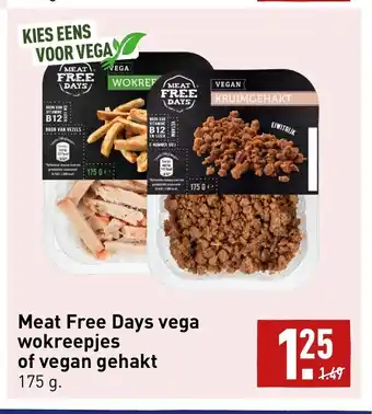 ALDI Meat Free Days vega wokreepjes of vegan gehakt 175 g aanbieding