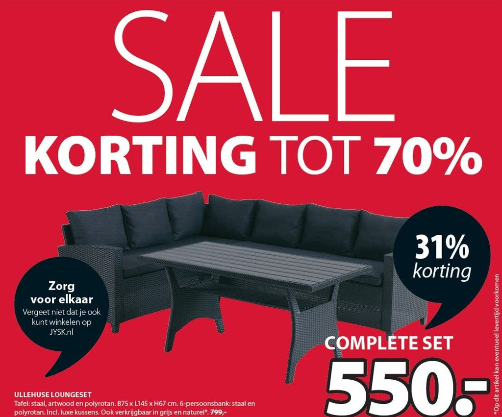 Ullehuse loungeset aanbieding bij Jysk