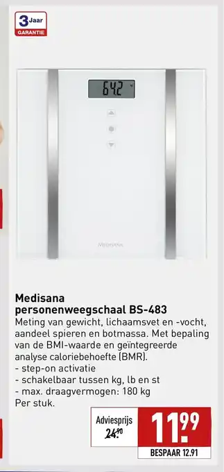 ALDI Medisana personenweegschaal BS-483 aanbieding