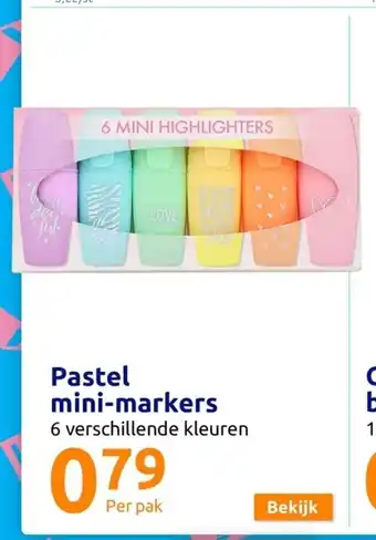 Action Pastel mini-markers 6 verschillende kleuren aanbieding