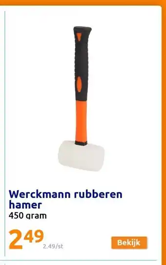 Action Werckmann rubberen hamer 450 gram aanbieding