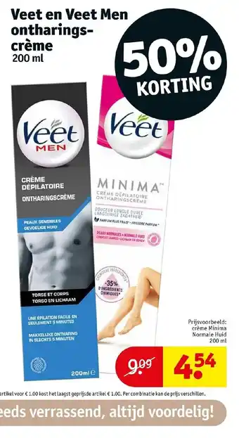 Kruidvat Veet en Veet Men ontharingscreme 200ml aanbieding