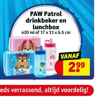 Kruidvat Paw Patrol drinkbeker en lunchbox 420 ml of 17 x 13 x 6.5 cm aanbieding