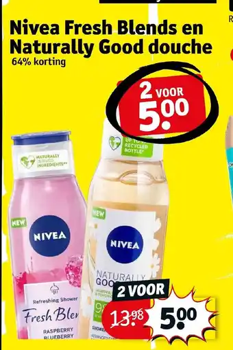 Kruidvat Nivea Fresh Blends en Naturally Good douche aanbieding