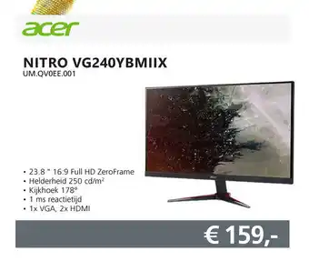 Informatique Acer Monitor Nitro | VG240YBMIIX (UM.QV0EE.001) aanbieding