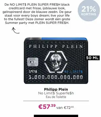 ICI Paris XL Philipp Plein No Limit$ Superfe$h edt 50ml aanbieding