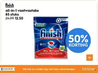 Blokker Finish all-in-1 vaatwastabs 85 stuks aanbieding