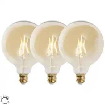 Lampenlicht.nl Set van 3 e27 dimbare led filament lampen g125 goldline 2200k aanbieding