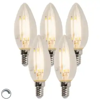 Lampenlicht.nl Set van 5 e14 dimbare led filament kaarslampen 5w 360lm 2700k aanbieding