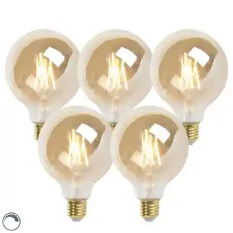 Lampenlicht.nl Set van 5 e27 dimbare led filament lamp 9,5 cm 5w 360 lumen 2200k aanbieding