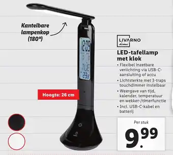 Lidl LED-tafellamp met klok aanbieding