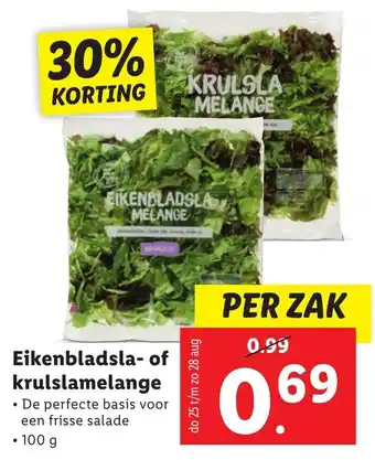 Lidl Eikenbladsla- of krulslamelange 100g aanbieding