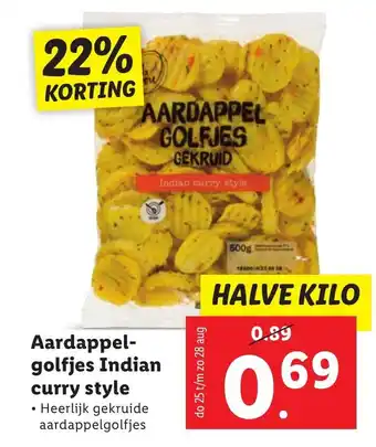 Lidl Aardappel- golfjes indian curry style aanbieding