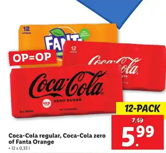 Lidl Coca-cola regular, coca-cola zero of fanta orange aanbieding