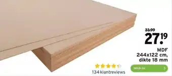 GAMMA Mdf 244x122 cm, dikte 18 mm aanbieding