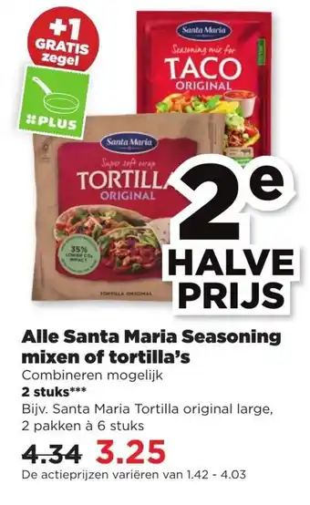 PLUS Alle Santa Maria Seasoning mixen of tortilla's aanbieding