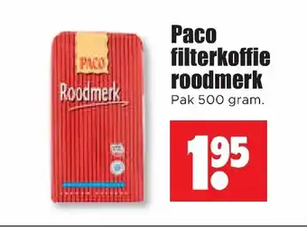 Dirk Paco filterkoffie roodmerk 500g aanbieding