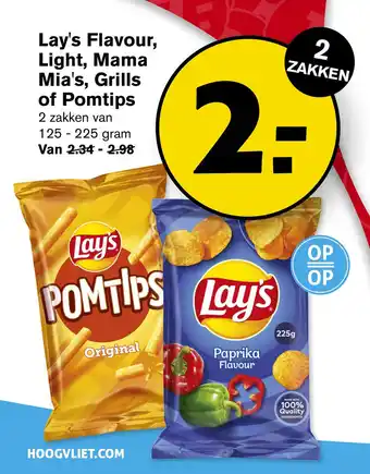 Hoogvliet Lay's Flavour, Light, Mama Mia's, Grills of Pomtips aanbieding