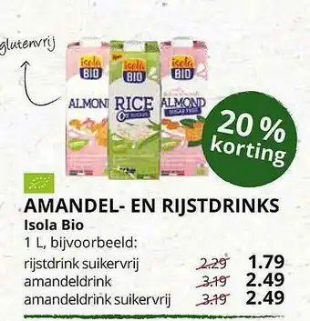 Ekoplaza Amandel- en rijstdrinks isola bio 20% Korting aanbieding