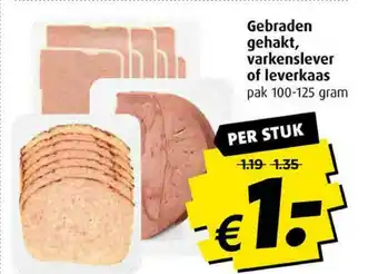 Boni Gebraden gehakt, varkenslever of leverkaas 100-125 gram aanbieding