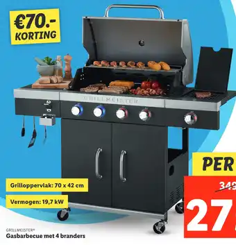 Lidl Grillmeister gasbarbecue met 4 branders aanbieding