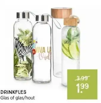 Xenos Drinkfles glas of glas/hout aanbieding