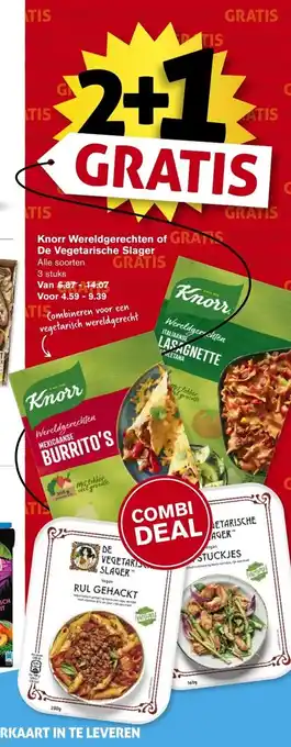 Hoogvliet Knorr Wereldgerechten of De Vegetarische Slager 3 stuks aanbieding