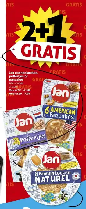 Hoogvliet Jan pannenkoeken, poffertjes of pancakes 3 stuks aanbieding