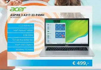 Informatique Acer aspire 3 a317-33-p4mh nx.a6teh.002 laptop aanbieding