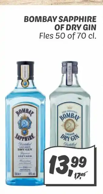 Dekamarkt Bombay Sapphire Of Dry Gin 50 of 70 cl aanbieding