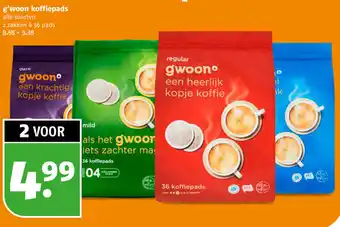 Poiesz G'woon koffiepads 36 pads aanbieding