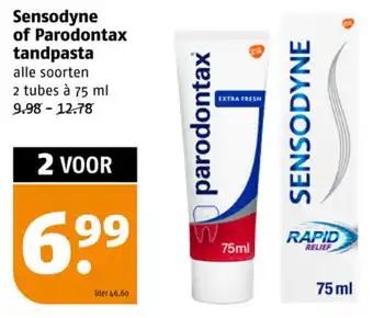 Poiesz Sensodyne of Parodontax tandpasta 75ml aanbieding